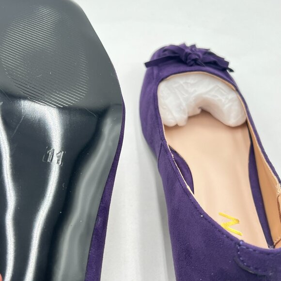 YDN Dark Purple Block Low Heel Loafer Square Toe Tassel Fringe Pump Slip On Shoe - Picture 6 of 8